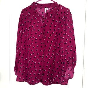 Elegant Women's Magenta Polka Dot Blouse